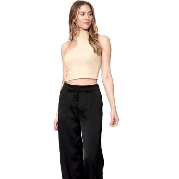 Sofia Richie X Bar III Side Cutout Crop Top Sleeveless tan S Small New - Picture 3 of 5